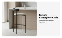 Industrial Look Upholstered High Stool with Backrest Designer Design Bar Chair Modern Minimalist Home Furniture Sturdy Base for Design Enthusiasts, Homeowners, Restaurant Owners, Kitchen Island, Counter, Cafe, Dining Room
