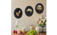 3 Pieces Framed Oval Wall Decor Decorative Abstract Framed Art Gift Idea Oval Wall Frame for Living Room