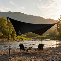 Camping Gear Tarp, Polyester, Black, 5000mm Waterproof, Outdoor Sun Shade