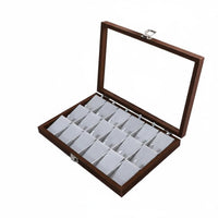 Wood Grain Finish Jewelry Display Tray Clear Top Necklace Display Tray Slim Storage Box Household Organization Space-Saving for Retail Counter, Boutique