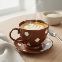 Vintage Ceramic Coffee Mug and Saucer Set for Home Use, High-Value Couple's Breakfast Cup