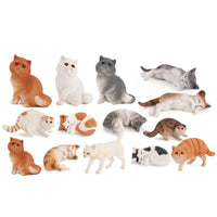 13 Pieces Cat Figurines with Textured Coat Realistic Small Cat Figurines Cute Mini Resin Cats for Shelf Styling