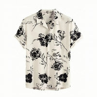 Printed Short-Sleeve Button-down Shirt Casual Button-Front Shirt Comfortable Apparel Versatile for Summer