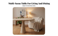Conical Base Circular Table Simple Elegance Design Round Drink Table Creamy Design Indoor Furniture for Homeowners, Adults, Living Room, Small Areas
