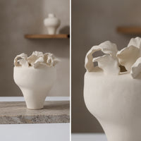 Vase with Ruffled Edges Organic Ceramic Vase Artful Simplicity Vessel for Mantel