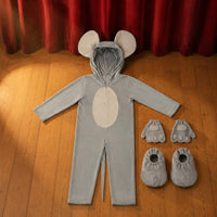 Tail Design Mouse Costume Hooded Mouse Cosplay Suit Gloves Included Rat Costume Warm for Children, Stage Performance, School, Christmas