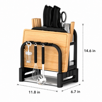 Cutting Board Stand, Knife Holder, Stainless Steel, Draining Rack, Space-Saving, Countertop, Kitchen Storage