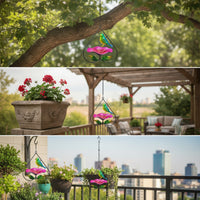Teardrop Hanging Bird Bath Decorative Hanging Birdbath Metal Bird Bath with Chain Outdoor for Gardeners, Garden, Backyard, Patio, Balcony