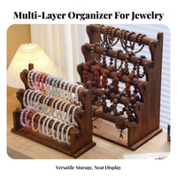 Space-Saving Design Watch and Bracelet Display Stand Solid Wood Construction Bangle Storage Organizer Large Capacity for Dresser Top, Vanity