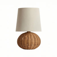 Table Lamp with Rattan Base Decorative Rattan Table Lamp Warm White for Bedroom