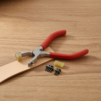 Silent Leather Punching Plier Red Handles Silent Leather Punch Pliers Diamond Hole Punch Plier for Crafters