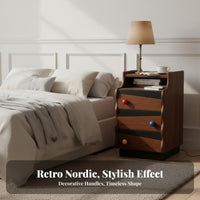 Space-Saving Design Slim 3-Drawer End Table Retro Design Nightstand Accessible Shelf Bedside Cabinet Wavy Side Panels for Apartment Dwellers, Students, Homeowners, Small Areas, Dorm Room, Home Away Ice