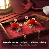 Traditional Chinese Attire Hair Barrette Cute Design Traditional Chinese Attire Hair Accessory Dangling Floral Barrette Handmade
