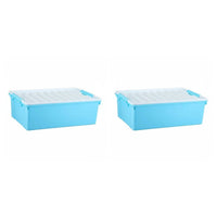 With casters Wheeled Underbed Container low-height Design Wheeled Latching Box Space-Saving Household Storage Easy reach Lid for Students, homeowners, Apartment Dwellers, Under Bed, Bedroom, Dorm Room, Closet