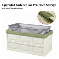 Multiple Compartments Foldable Multi-Compartment Box Large Capacity foldable storage carrier Container sturdy Trunk Organizer Reinforced Handles for auto Owners, Families, Commuters, Vehicle Interior, Shopping journeys, Camping
