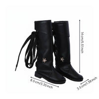 Black Lace-up Doll Boots Handmade 1/3 BJD Doll Boots PU Material