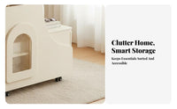 Cream design Rolling C-Shaped rotating Table Rotating surface Rolling C-Shaped Table Mobile with casters Bedside Stand Space-Saving for Apartment Dwellers, Homeowners, Remote Workers, Small Spaces, Living Room, Bedroom, Home Office
