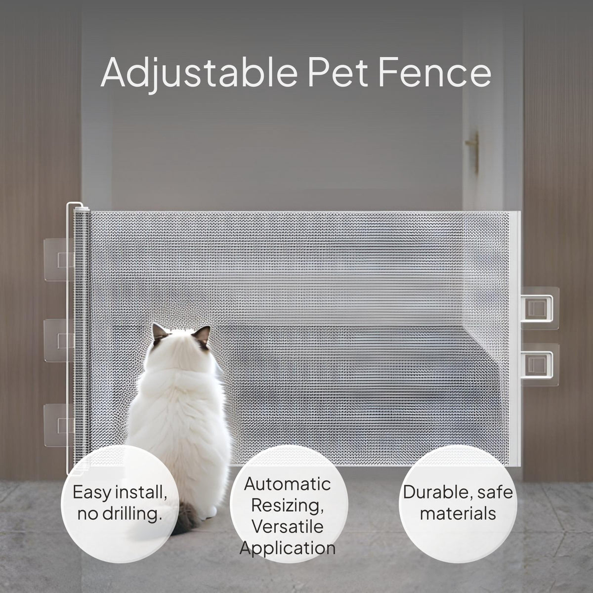 Retractable Pet Gate No-Drill Indoor Mesh Barrier