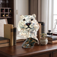 Head Figurine Freestanding Animal Bust Decorative Sculpture with Base for Office Desk, Beverage Cabinet, Entryway