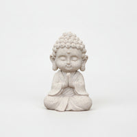 Meditating Buddha Figurine Stone-Look Sculpture Compact for Tea Table, Altar