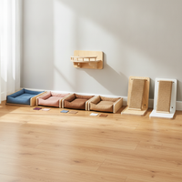 Wall-Mounted Solid Wood Cat Climbing Frame with Condo & Scratching Post for Small Spaces