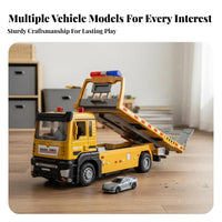 Movable Hooks Double Hook Crane Truck Multi-Functional Tow Truck Toy Realistic Intricacy S Heavy Duty Wrecker Toy Sturdy Design for Boys, Children, Preschoolers, Pretend Play, Playroom, Sandbox
