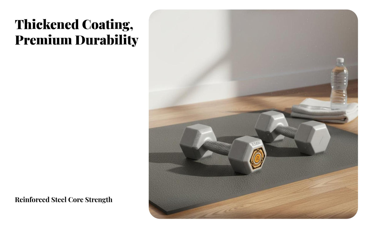 2 Pieces Anti-Roll Design 5kg Dumbbell Pair Floor-Friendly Hex Dumbbell Non-Slip Grip Hexagon Shaped Weight Ergonomic Handle for Men, Women, Beginners, Home Gym, Dorm Room