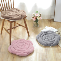 Plush Rose Flower Quilted Chair Cushion for Office Dining Home Tatami Floor