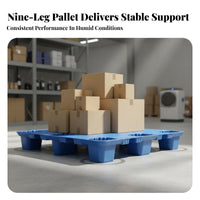 Pallet Dampness-Resistant Nine-Leg Pallet High Load Capacity Heavy Duty Skid for Logistics Personnel, Factory Workers, Storage