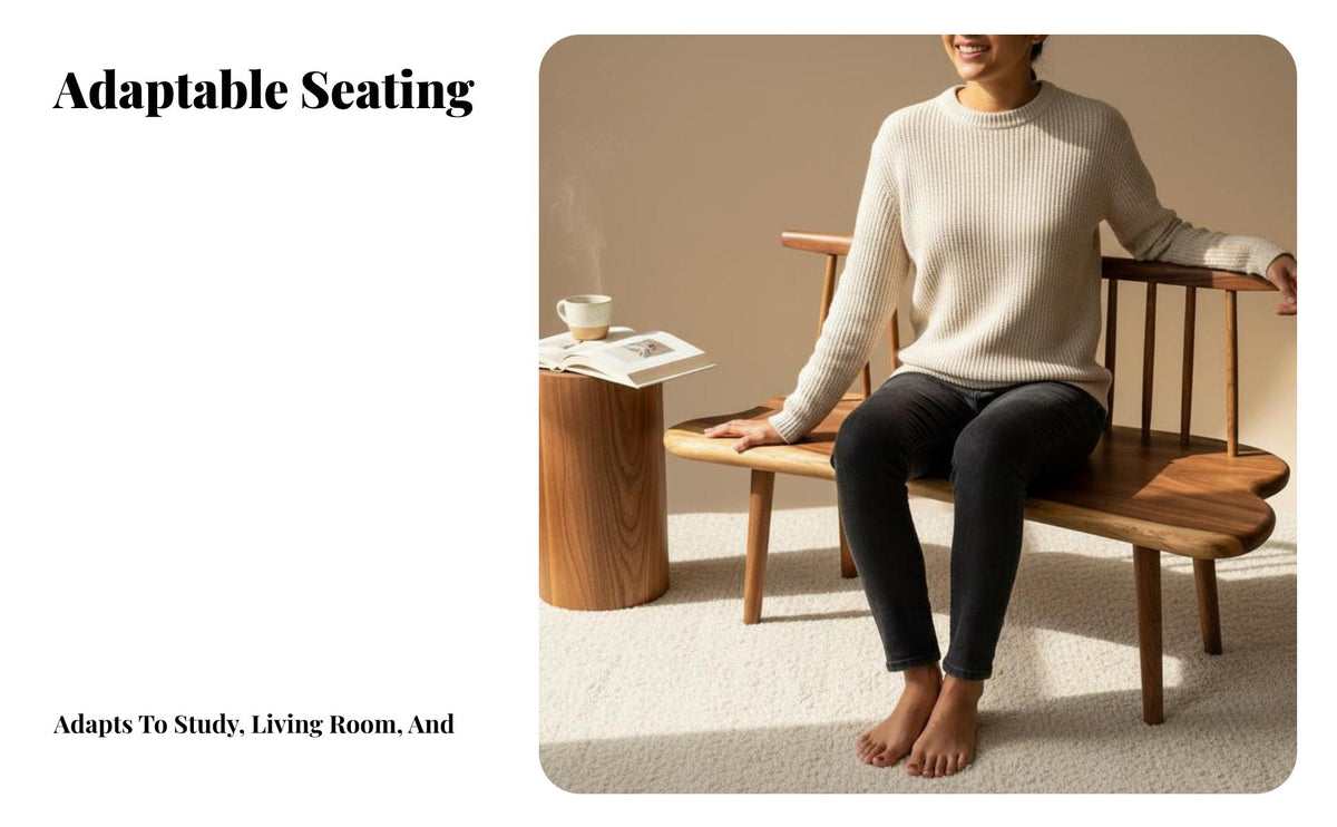 Natural Border Freeform Wood Chair Artisanal Look Indoor Furniture Artistic Design Armchair Statement Piece for Interior Designers, Art Collectors, Tea Room, Bedroom, Reading Nook, Office