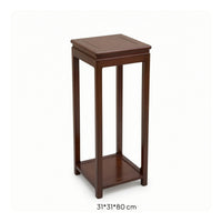 Tall Pedestal Stand with Shelf Indoor Wooden Display Stand Square Bonsai Pedestal Carved for Homeowners, Collectors