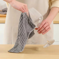 Microfibre Cloth and Waffle Weave Dishcloth, Professional Tea Towels for Kitchen and Glass, High Absorbency Non-shedding Cleaning Cloth, Gray
