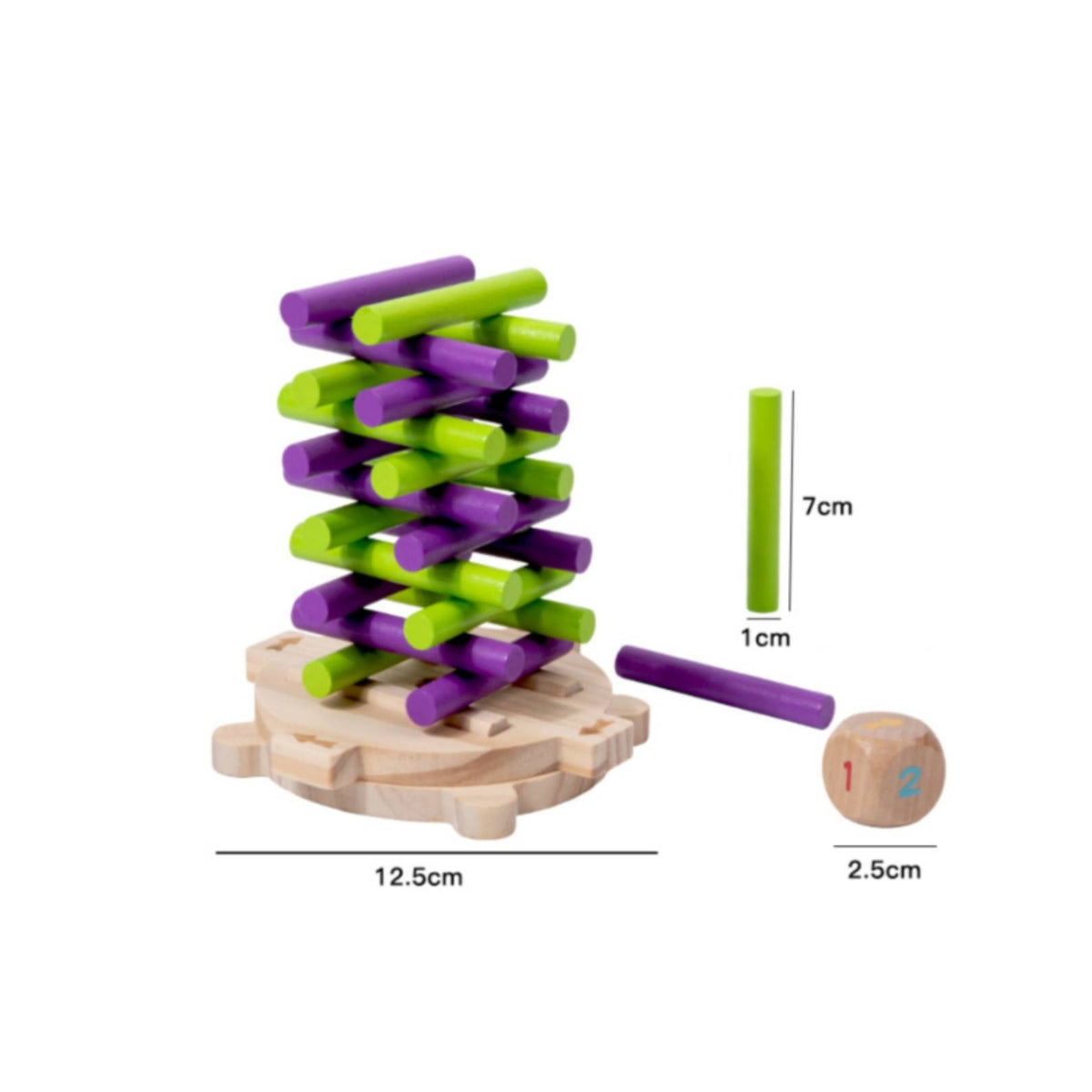 Wooden Balancing Game Challenging Wooden Balance Game Child Stacking Toy with Die for Kids, Preschoolers