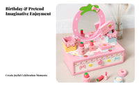 Dress-up Vanity Set Strawberry Motif Smooth Edges Wooden Vanity Toy