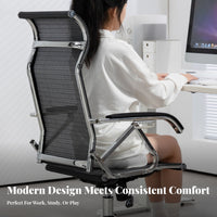 Lumbar Cushioning Reclining Ergonomic Chair Adjustable Headrest Ergonomic Recliner with Footrest Breathable Mesh posterior-office Furniture for Students, Home Users, telecommuting Workers, Dormitory, Study Room, Gaming Setup, Workstation