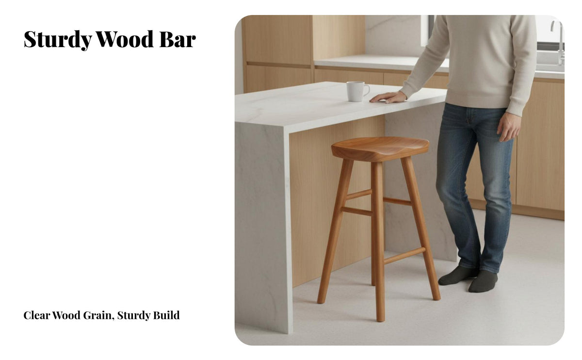 Nordic Design Backless Round Bar Stool Minimalist Design Counter Chair Stable Widened Base Seating Furniture Floor Protection Loop for Cafe Owners, Homeowners, Adults, Pub, Kitchen Island, Living Room, Office