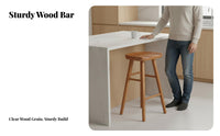 Nordic Design Backless Round Bar Stool Minimalist Design Counter Chair Stable Widened Base Seating Furniture Floor Protection Loop for Cafe Owners, Homeowners, Adults, Pub, Kitchen Island, Living Room, Office
