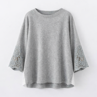 Womens Tops Long Sleeve with Round Neck and Irregular Hem, Casual for Everyday Wear in Blended Fabric, Plus Size Friendly