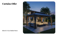 Aluminum Frame Gazebo Rust-Resistant Rigid Roof Gazebo Waterproof Outdoor Canopy with Curtains for Party Hosts, Homeowners, Courtyard, Backyard