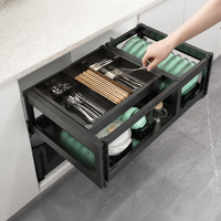 Under Sink Organiser, Kitchen Pull Out Organiser, Space Aluminum Pull Out Drawers for Cabinets, Single Layer Drawer Type for Cleaning Supplies
