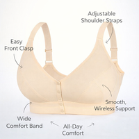 Women's Front Fastening Bras for Plus Size Ladies, Minimizing Design with Adjustable Straps, Soft Polyester
