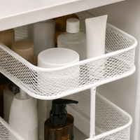 Kitchen Storage Rack, Under-Sink Storage, 3-Tier, Metal, Height 35cm, Space-Saving