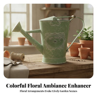 Green Metal Watering Can Metal Watering Can Curved Handle Raised Pattern
