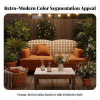 Vintage Design Plaid and plush fabric Settee Removable Cover Loveseat two-tone Design Two-Seater Couch Space-Saving for Homeowners with Small Spaces, Apartment Dwellers, Young Adults, Lounge Area, Studio Flat, Bedroom