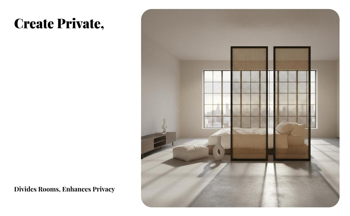 Chinese design Folding Woven Panel Screen Movable Room Divider Portable Privacy Partition Foldable Design for Homeowners, Renters, Office Workers, Entrydirection, Bedroom, Dressing Area, Studio Apartment