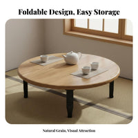 Space Saving Foldable Low Table Minimalist Design Tatami Dining Table Sturdy Legs Low Profile Sitting Desk Wide Tabletop for Apartment Dwellers, Families, Meditators, Small Areas, Living Room, Bedroom