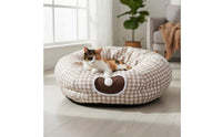 Built-in Toy Feline Tunnel Bed Soft Textile Collapsible Feline Play Tunnel Removable Cushion Pet Supplies for Cats, Kittens, Indoor