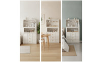 Stepped Storage Cabinet Freestanding Cabinet with Glass Door Multi-Tier Tall Storage Unit for Kitchen, Dining Room, Apartment
