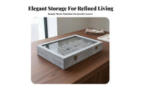 Multi-Compartment Velvet Jewelry Box with Clear Lid Dustproof Velvet Jewelry Organizer Tray Scratch Protection for Men, Vanity Table, Closet