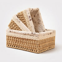 Plant Pots Indoor and Plant Pots Outdoor Set of 3, Hand Woven Seagrass Storage Basket for Living Room Decor, Wicker Planter with Waterproof Liner
